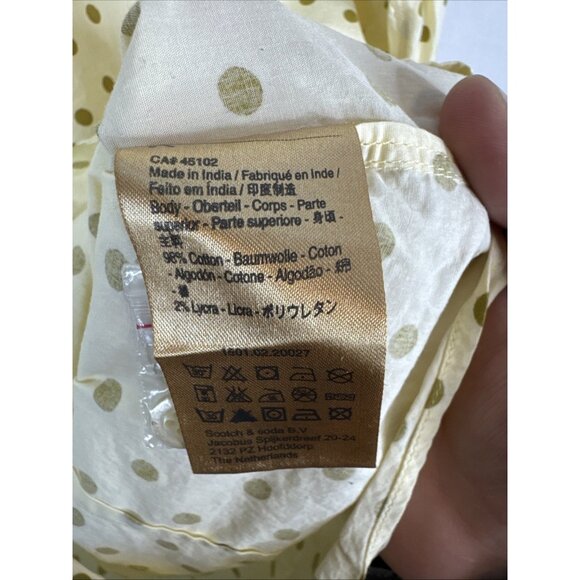 Scotch & Soda Carnaby Surf Polka Dot Stretch Shirt Men M Cream Green - Picture 5 of 6